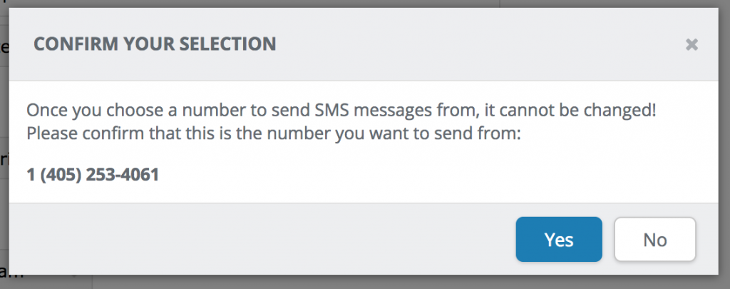 Texting Setup Confirm Number Selection